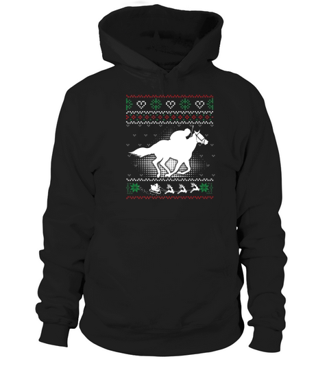 Funny Horse Racing Ugly Christmas Xmas Horse Riding Hoodie Unisex