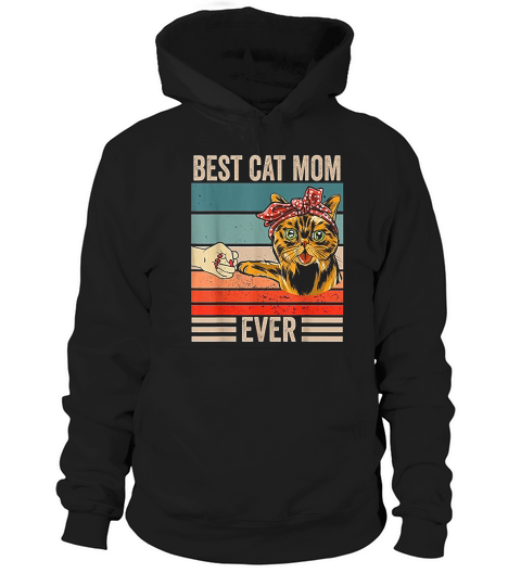 Vintage Best Cat Mom Ever Bump Fist Mothers Day Gifts Hoodie Unisex