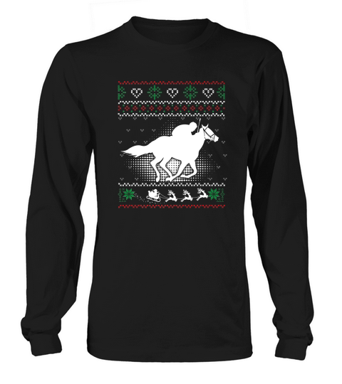Funny Horse Racing Ugly Christmas Xmas Horse Riding Long sleeved Unisex
