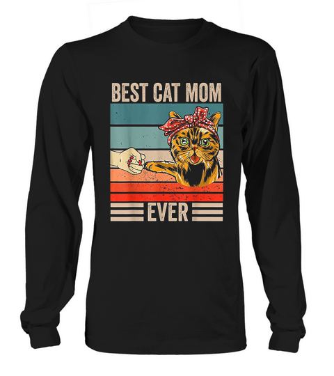 Vintage Best Cat Mom Ever Bump Fist Mothers Day Gifts Long sleeved Unisex