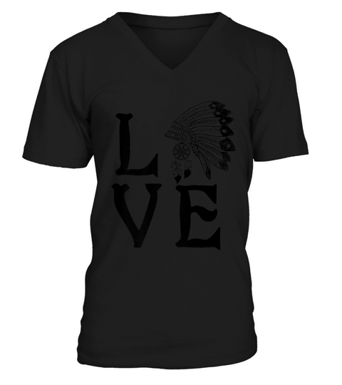 Love Indian Headdress American Indian Heritage T-shirt V-Neck T-shirt