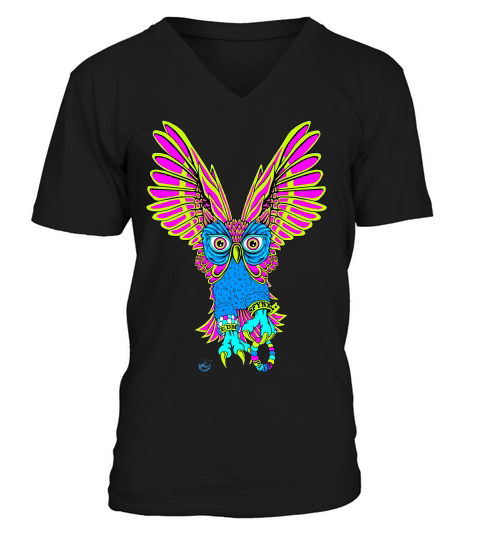 Sfynx Plur Owl Edm Rave Festival Non Glow T-shirt V-Neck T-shirt