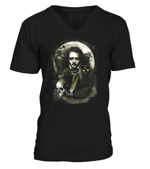 The Raven and The Black Cat Edgar Allan Poe V-Neck T-shirt