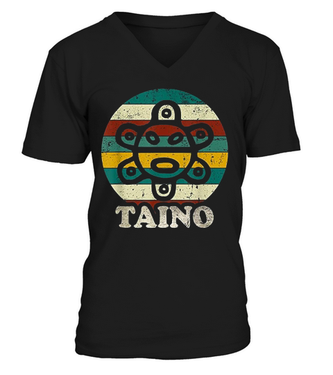 Vintage Sun Distressed Taino Sun Symbol Gift Taino V-Neck T-shirt