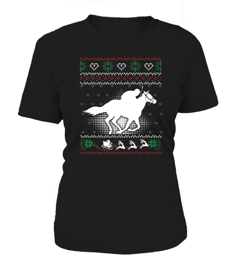 Funny Horse Racing Ugly Christmas Xmas Horse Riding Women's T-Shirt