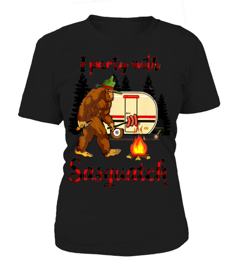 I Party With Sasquatch Bigfoot Camping Rv Lover Vintage Tee_1 Women's T-Shirt