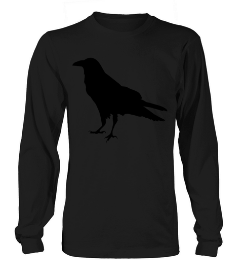 Cool Minimalist Raven Or Crow Silhouette Outline 1 T-shirt Long sleeved Unisex