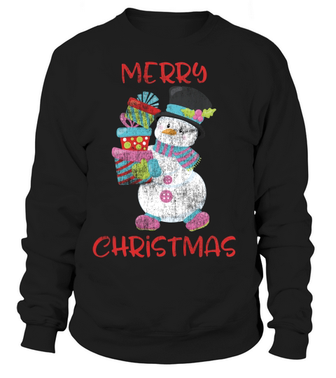 Merry Christmas Cute Snowman Cartoon Vintage Design T-shirt Sweatshirt Unisex