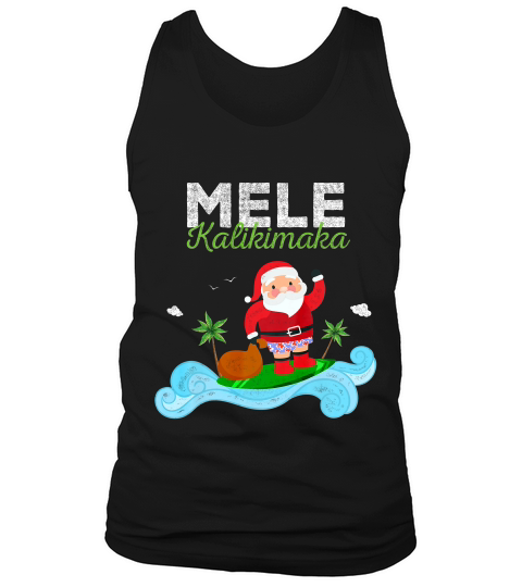 Mele Kalikimaka Funny Surfing Santa T-shirt Tank Top Unisex