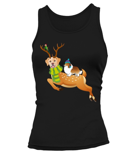 Christmas 2 Dogs Labrador 06 Dog Christmas Funny Reindeer Dog Tank top Woman