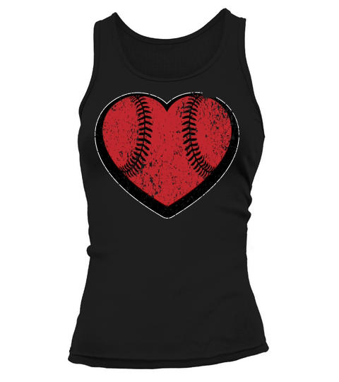 Heart Stitched Baseball Weathered Valentines Day Tank top Woman