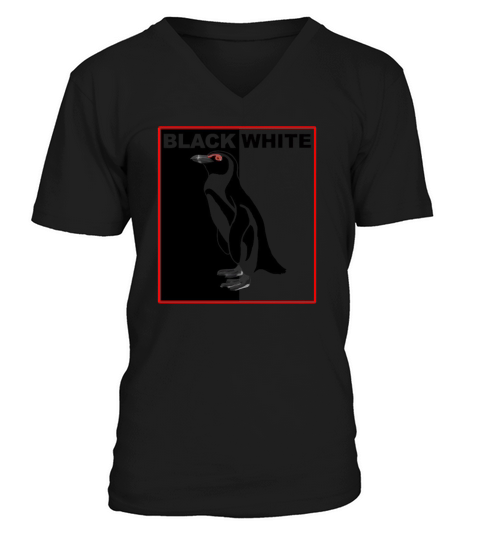 Black   White color blind colorblind V-Neck T-shirt