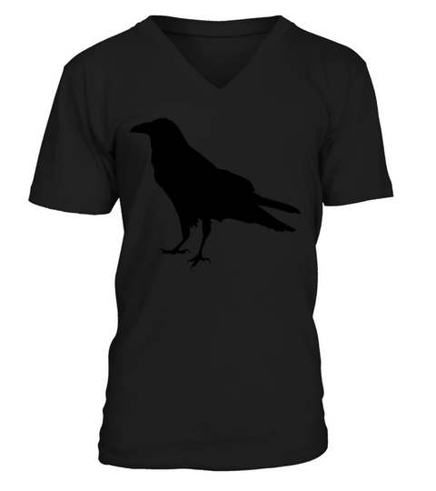 Cool Minimalist Raven Or Crow Silhouette Outline 1 T-shirt V-Neck T-shirt