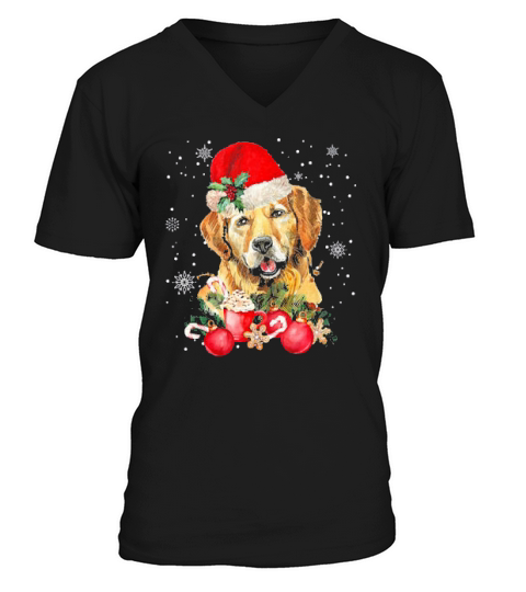 Golden Retriever Christmas Funny Xmas Gift V-Neck T-shirt