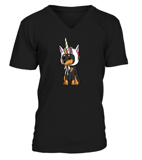 Unicorn Miniature Pinscher Funny Min Pin Dog Shirt V-Neck T-shirt