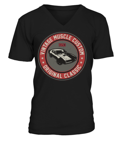 vintage muscle car vector (1) V-Neck T-shirt