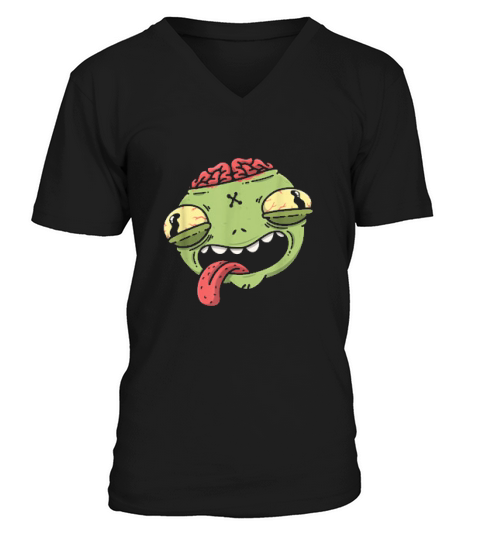 Wacky Green Alien Head Halloween V-Neck T-shirt