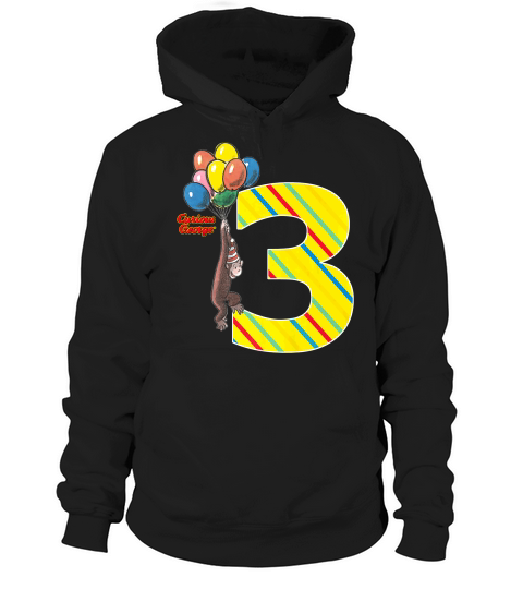 Curious George Vintage 3rd Birthday Balloons Hoodie Unisex