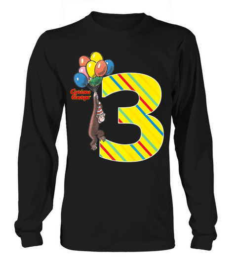 Curious George Vintage 3rd Birthday Balloons Long sleeved Unisex