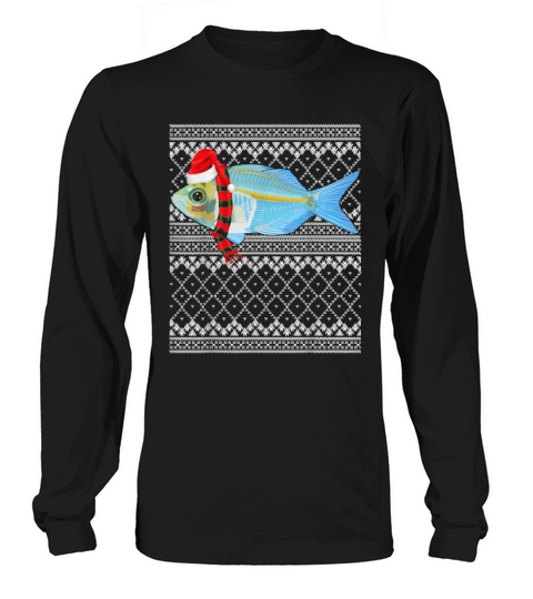 Xmas Fish Santa Hat Glassfish Ugly Christmas Long sleeved Unisex