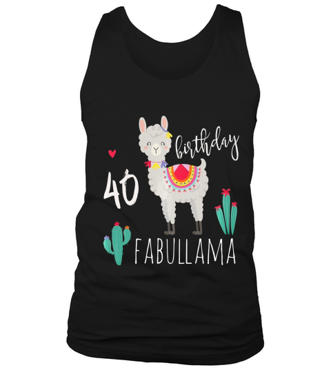 40th Birthday, Cute Llama T-shirt Tank Top Unisex