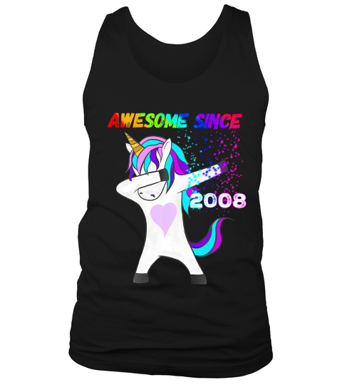 Girls 11th Birthday Unicorn Awesome Since 2008 T-shirt Tank Top Unisex