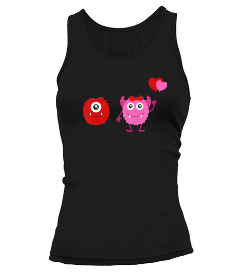Kids Boys And Girls Valentines Day Monsters With Heart Balloons Tank top Woman