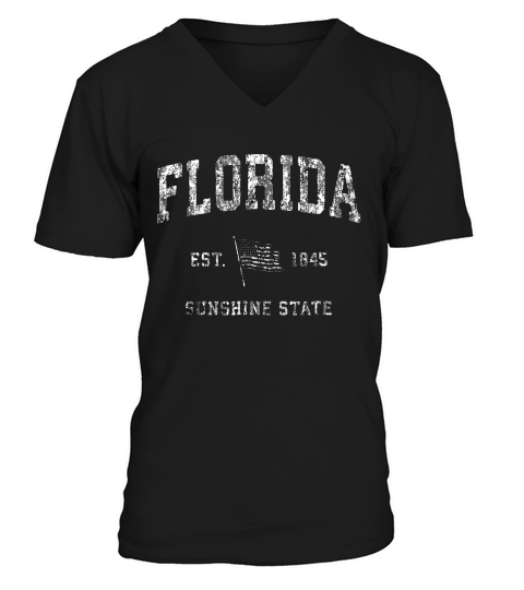 Florida Vintage Us Flag Sports Design T-shirt V-Neck T-shirt