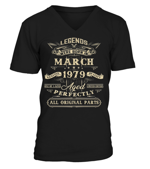 Legends Born March 1979 Vintage 40th Birthday Gift V-Neck T-shirt
