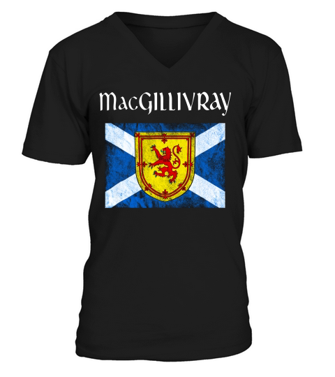 Macgillivray Scottish Clan Name Coat Arms Lion Fla T-shirt V-Neck T-shirt