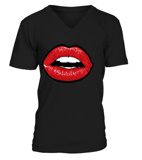 Magushirts Sexy Red Lips  T-shirt V-Neck T-shirt