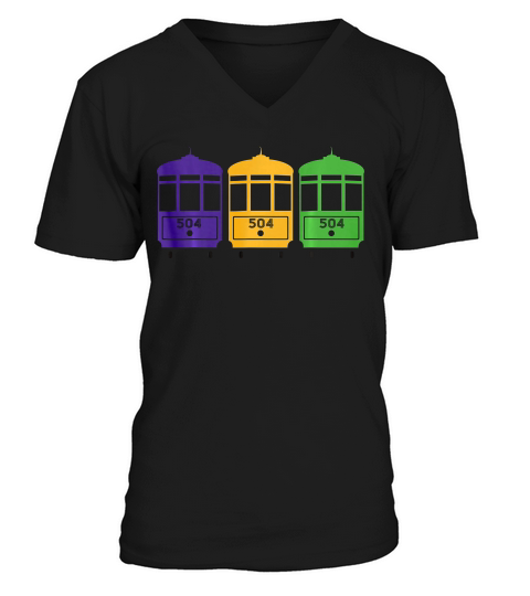 Mardi Gras New Orleans Streetcars  T-shirt V-Neck T-shirt