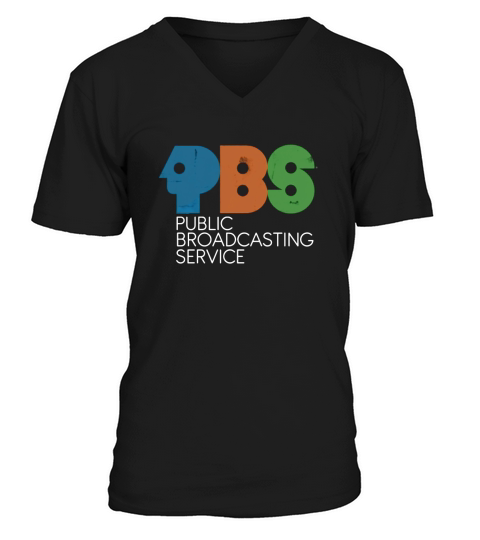 PBS Vintage Logo Distressed V-Neck T-shirt