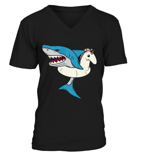 Shark In Floating Unicorn Little Animals Buffs Gift T-shirt V-Neck T-shirt