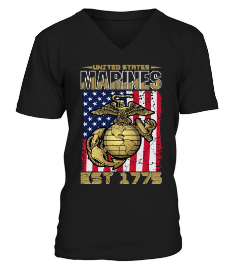USMC marines corps veteran Ruled V-Neck T-shirt