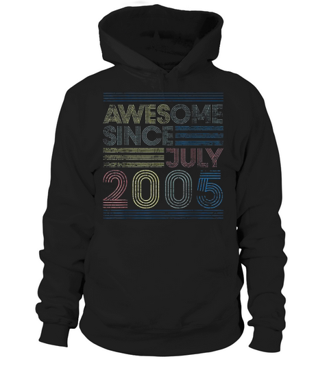 15th Birthday Gift Vintage Awesome Since July 2005 Hoodie Unisex