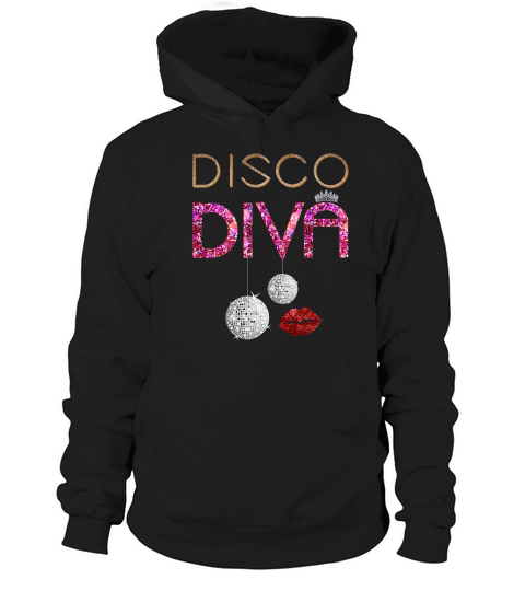 Disco Diva Ladies Disco Gold Ball Silver Red Lips T-shirt Hoodie Unisex