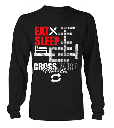 Eat Sleep Crossword Repeat Crossword Puzzle Solving T-shirt Long sleeved Unisex