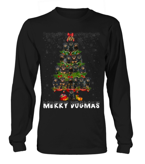 Nice Merry Dogmas Rottweiler Dog Christmas Decor Xmas Tree Shirt Long sleeved Unisex