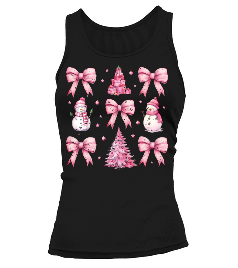 CoquetteChristmasBow Pink Retro Tank top Woman