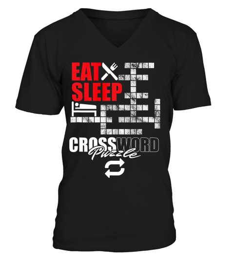 Eat Sleep Crossword Repeat Crossword Puzzle Solving T-shirt V-Neck T-shirt