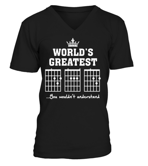 F Chord Dad Funny Guitar Worlds Greatest V-Neck T-shirt