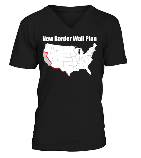 Funny Border Wall Funny Antiliberal V-Neck T-shirt