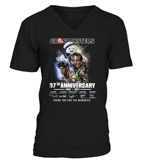 Ghostbusters 37th anniversary 1984 2021 thank you for the memories signatures V-Neck T-shirt