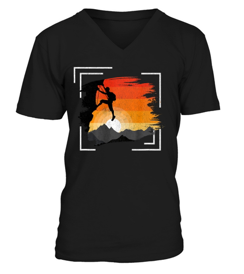 Retro Vintage Rock Climbing T Shirt Men Women Boy Girl Youth V-Neck T-shirt
