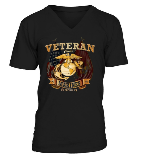 USMC Marine Corps Fi Patriotic Veteran V-Neck T-shirt