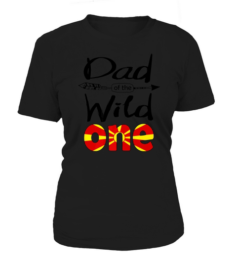 Mens White Macedonian Dad Of The Wild One Birthday Macedonia Flag Premium Women's T-Shirt