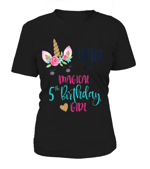 Unicorn Dad Of The 5th Birthday Girl Shirt Matching Papa Women's T-Shirt