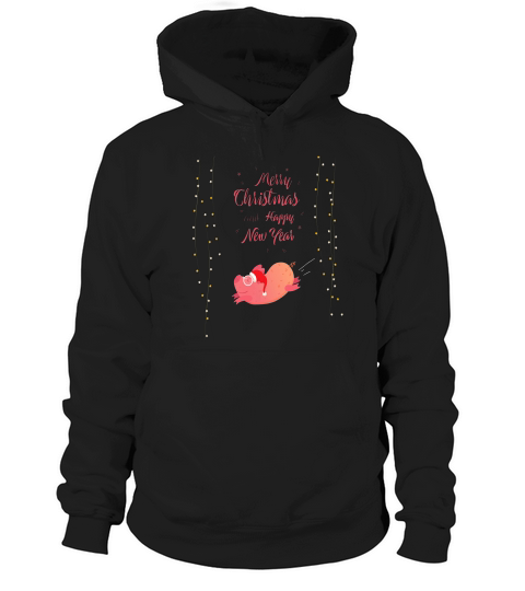 Cute Christmas Pig Shirt With Xmas Lights And Happy New Year Hoodie Unisex
