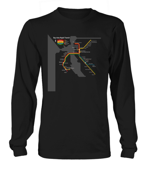 San Francisco T-Shirt BART Bay Area Transit Metro Map Tee Long sleeved Unisex